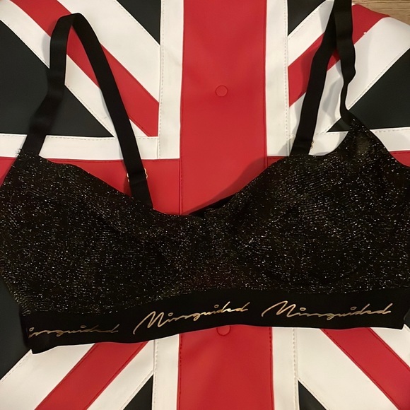 MISSGUIDED black glitter disco bra - Picture 4 of 7